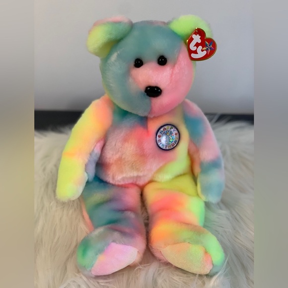 Ty (22) Pastel Rainbow Beanie Baby Bear - Picture 8 of 11